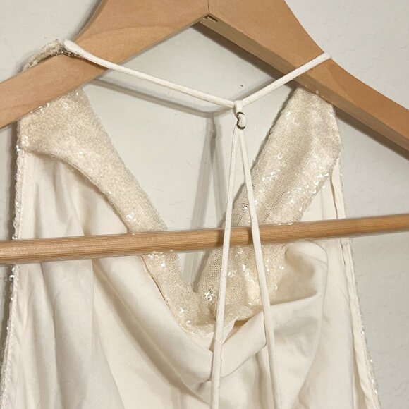 Amanda Uprichard | Kimball Cream Cowl Neck Sequin Top | L - Picture 11 of 15